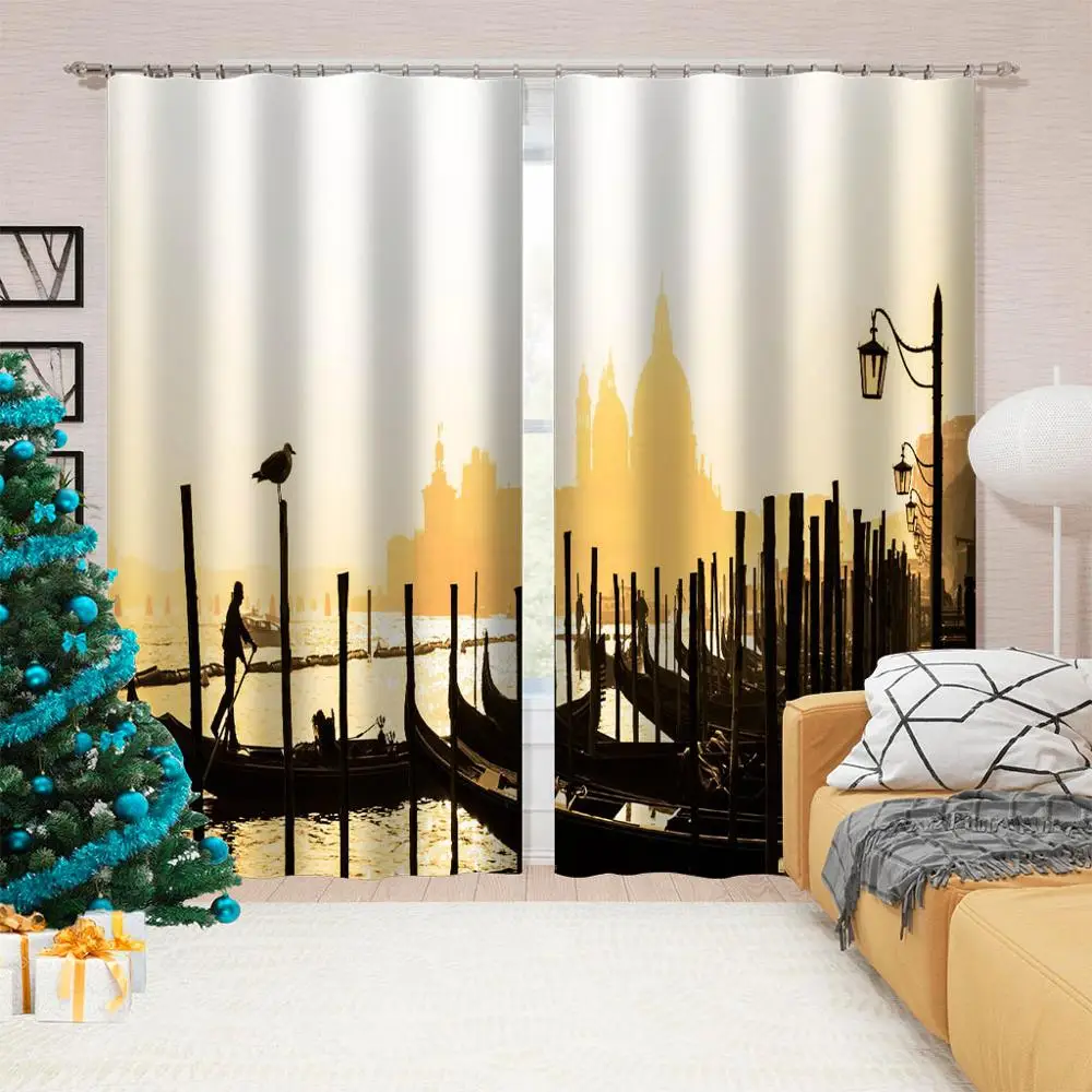 

Morden seaside curtains 3D Blackout Curtains For Living room Bedding room Drapes Cotinas para sala 3d curtains