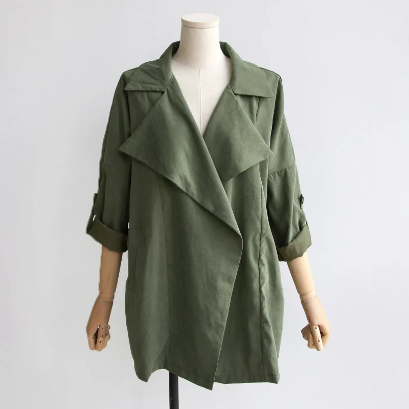 cs15292-green Новые женские осенне-зимние пальто, модные короткие женские тренчи с длинным рукавом, повседневное пальто с воротником - Цвет: cs15292-green