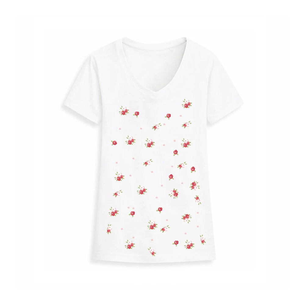 Маленькие наклейки с красными цветами для самостоятельного нанесения утюгом