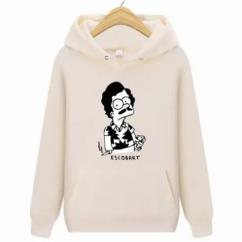 Толстовки ESCOBART Simpson, мужская толстовка с капюшоном, женские свитшоты, негабаритный черный цвет, Осень-зима, хип-хоп, мужские толстовки, толстовка - Цвет: Хаки