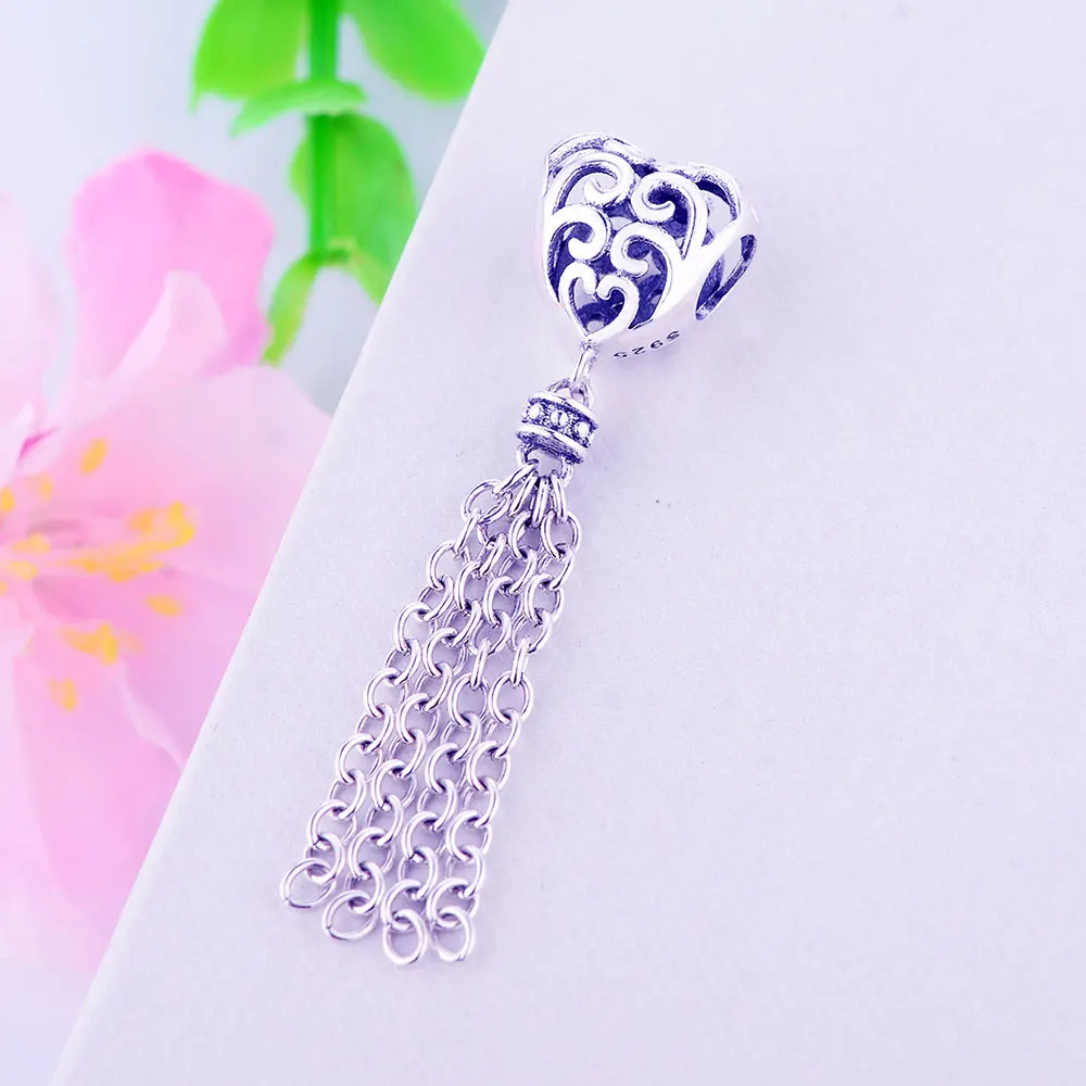 

Berloque 2021 Spring Collection 925 Sterling Silver tassel Heart Charm Beads Fit Original Charm Bracelet Necklace Jewelry Making
