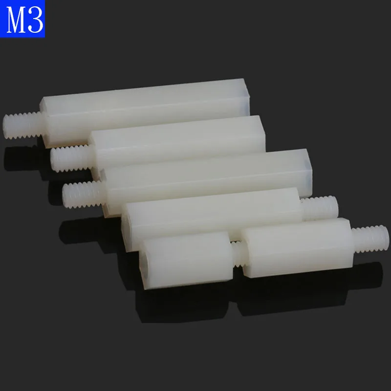 

M3 + 6 мм белый мужского и женского нейлоновая прокладка M3 Шестигранная стойка Поддержка винтов гайка интервал винты монтажная плата