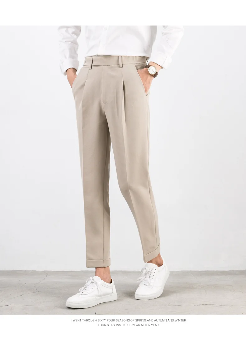 Zogaa Весна Осень Мужчины Платье Брюки для бизнес на каждый день Slim Fit лодыжки длина Pantalon Homme Твердые строгие брюки костюм брюки Новинка