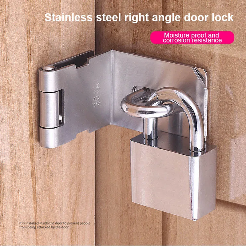 

Door Hasp Latch 90 Degree Stainless Steel Safety Angle Locking Latch For Push Sliding Barn Door Door Locks Door Hardware