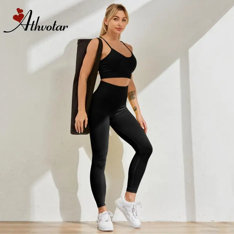 Seamless Gym Sets Fitness Sports Suits Womens Clothing High Waist Booty Leggings Bra Running Athletic Wear Yoga Set | Спорт и