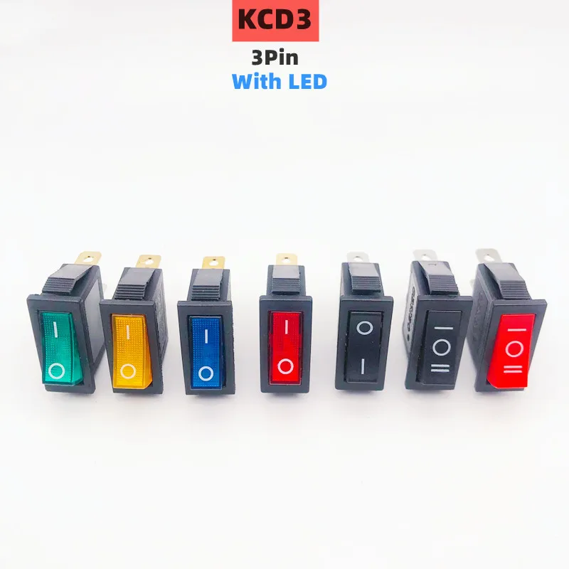 

KCD3 Rocker Switch ON-OFF 2 Position 3 Pin Electrical equipment With Light Power Switch 16A 250VAC/ 20A 125VAC Home / industry