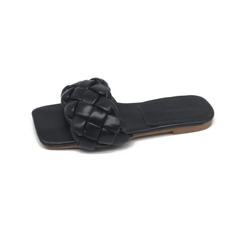 

One Line Woven Sandals Women's Fashion 2021 New Summer Beach Shoes Flat Sandals Women's Slippers