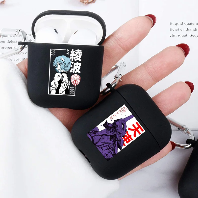 Чехол Genesis Аниме Евангелион матовый черный для AirPods 1 2 беспроводные Bluetooth наушники