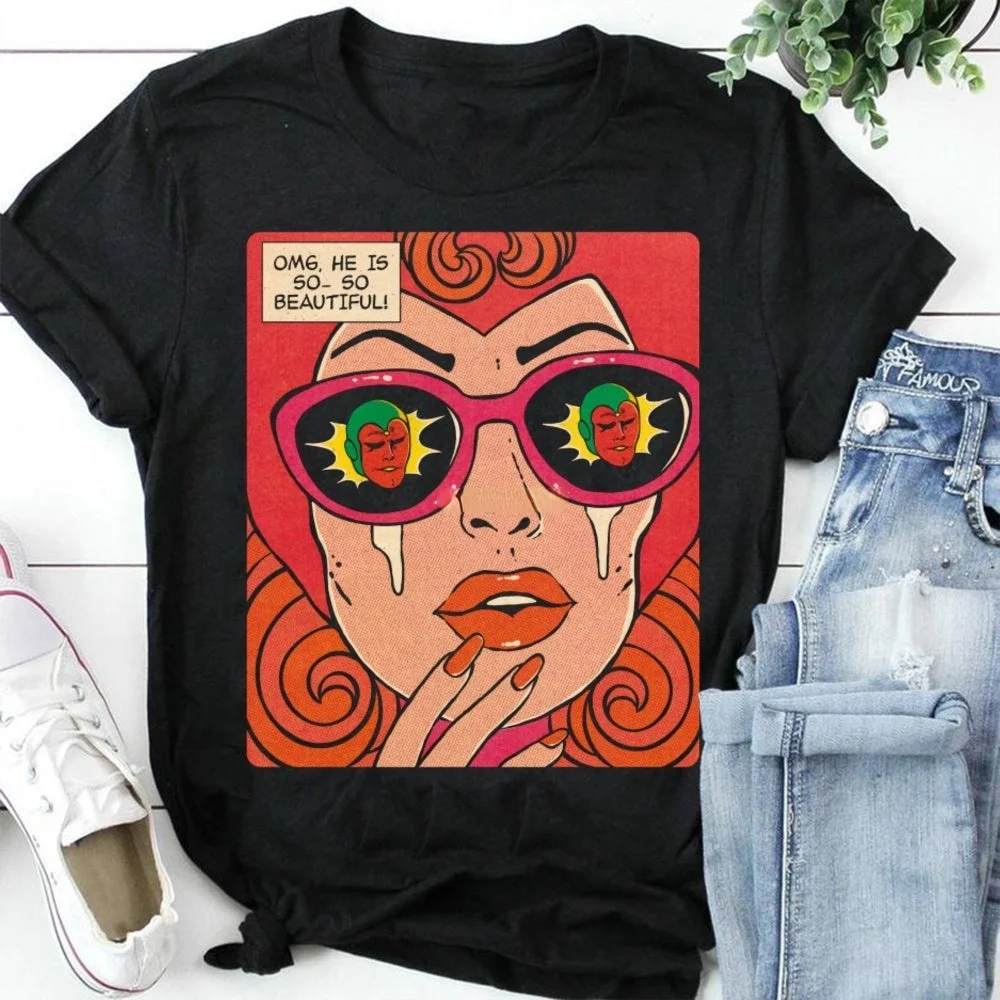 Wanda Vision рубашка из комиксов ShirtScarlet Witch Maximoff трендовая футболка ies | Мужская одежда