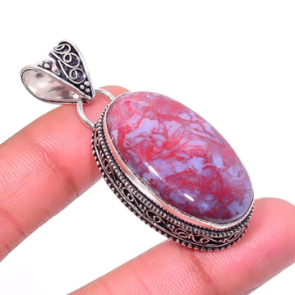 

Bloodstone Pendant Silver Overlay over Copper , 50 mm, P6710