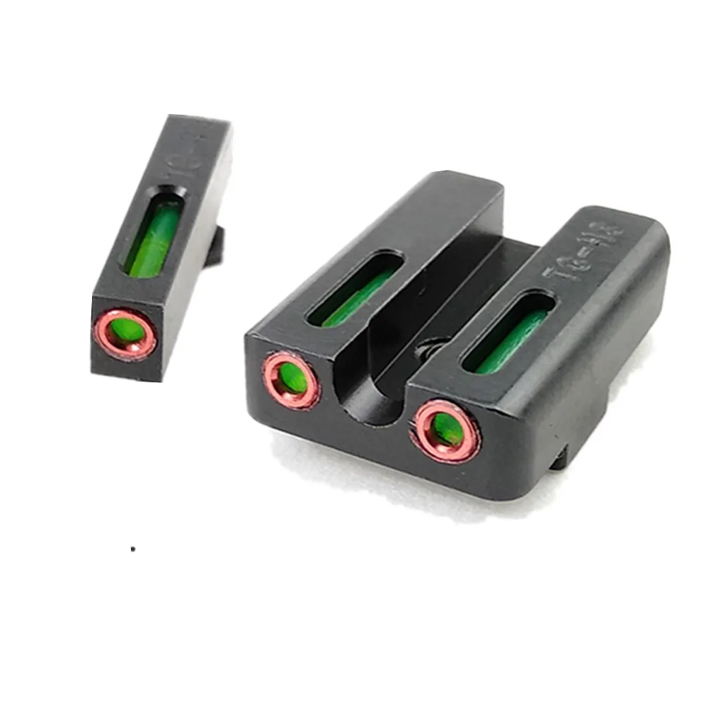 Зеленый Оптическое волокно передние и задние прицелы Набор для Glock 17 19 23 26 9 мм