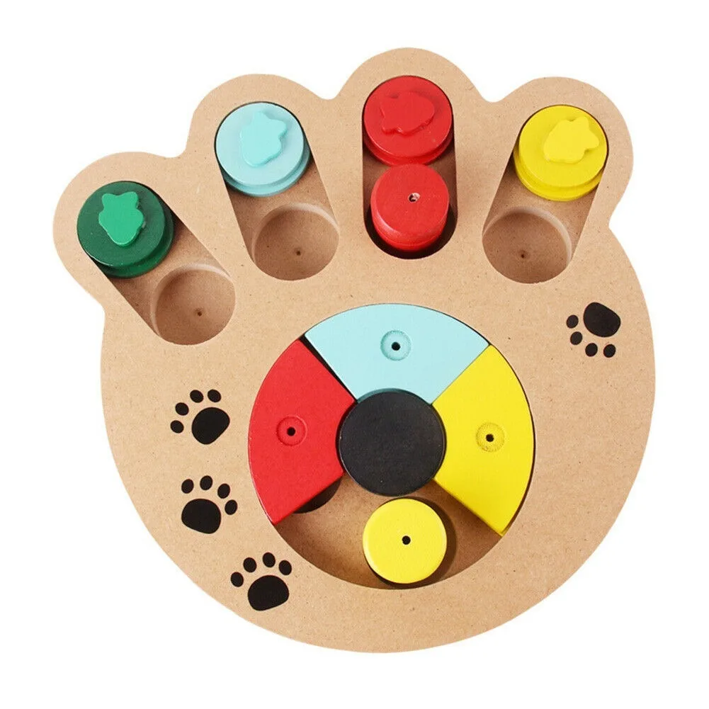 Wooden Dog Puzzle Toys Bone Paw Shape Fun Feeding Multi-functional Interactive Dogs For Pet Feeder IQ Training Educational | Дом и сад