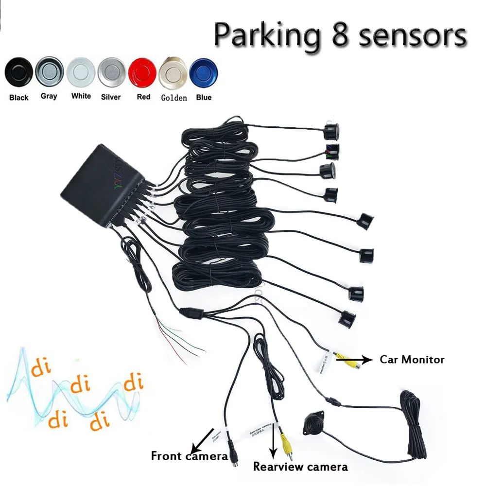 8 Sensors Rear View Backup Security Sound Buzzer Alert Alarm For Camera Car Monitor