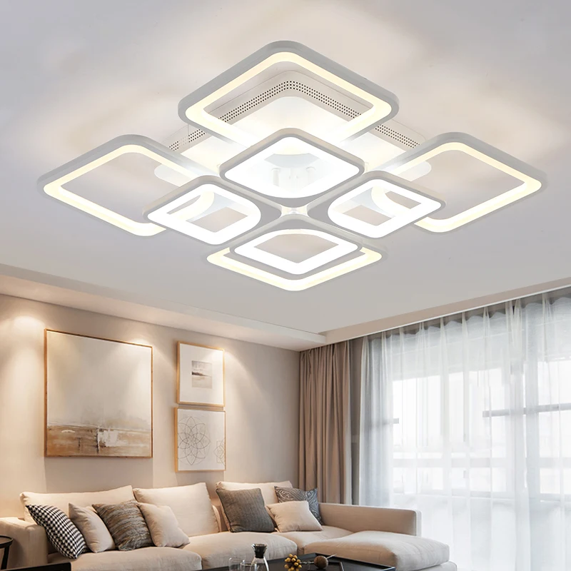 Candelabro de techo LED moderno, iluminación para sala de estar, dormitorio, cocina, Lustre con luces de fijación de Control remoto