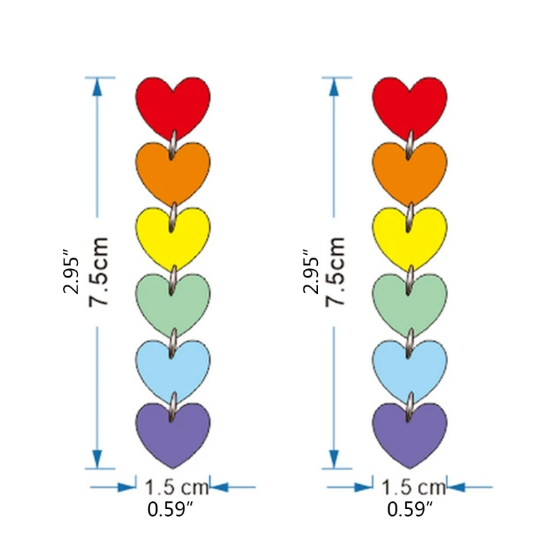 

Fashion Rainbow Color Long Tassel Acrylic Earrings for Women Lovely Mini Peach Heart Exaggerated Ear Pendant Dangles Jewelry Gif
