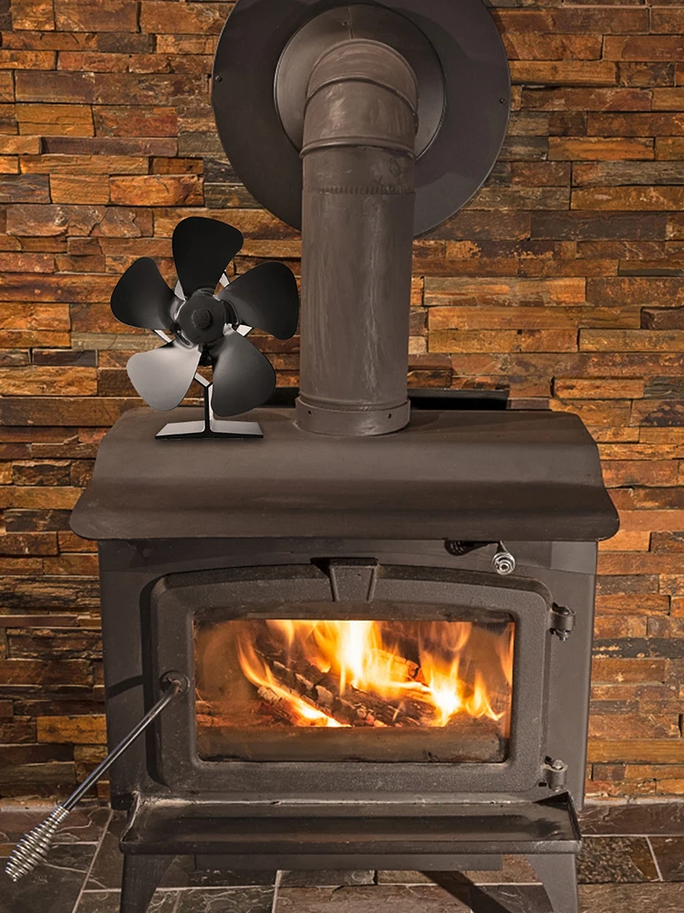 

Black Fireplace 5 Blades Fireplace Fan Thermodynamic Heating Stove Fan Fireplace Fan Wood Stove Fireplace Fan Heating Fan