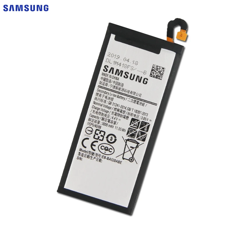 Samsung оригинальная замена Батарея EB-BA520ABE для samsung Galaxy A5 A520 SM-A520F Edition A520F 3000 мА/ч, Аутентичные
