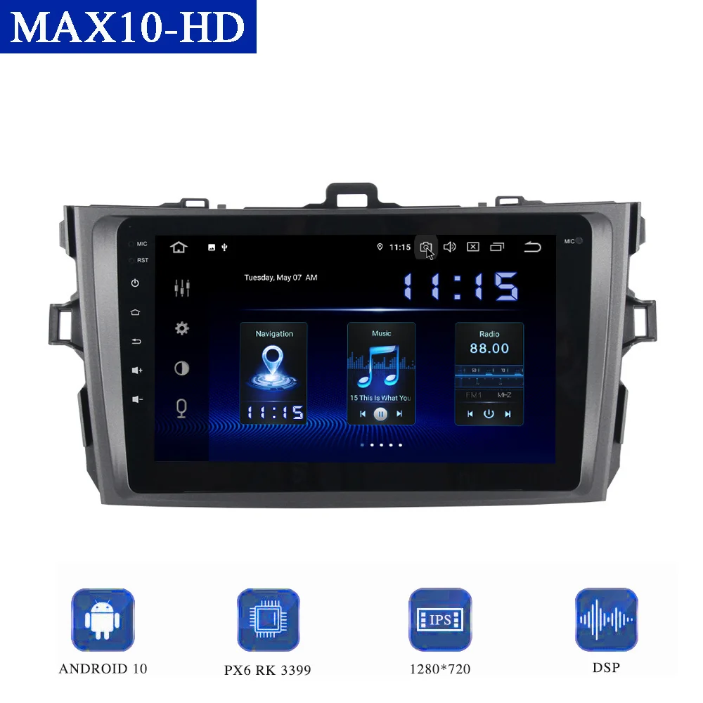 

Dasaita автомобильный 9 "Android 10,0 радио мультимедиа для Toyota Corolla 2007 2008 2009 2010 2011 DSP CarPlay 1280*720 HD экран GPS навигатор