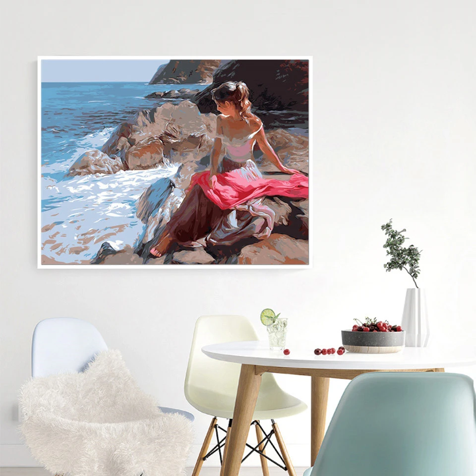 AZQSD Unframe масляной Краски ing по номерам девушка Акриловые уникальный подарок DIY