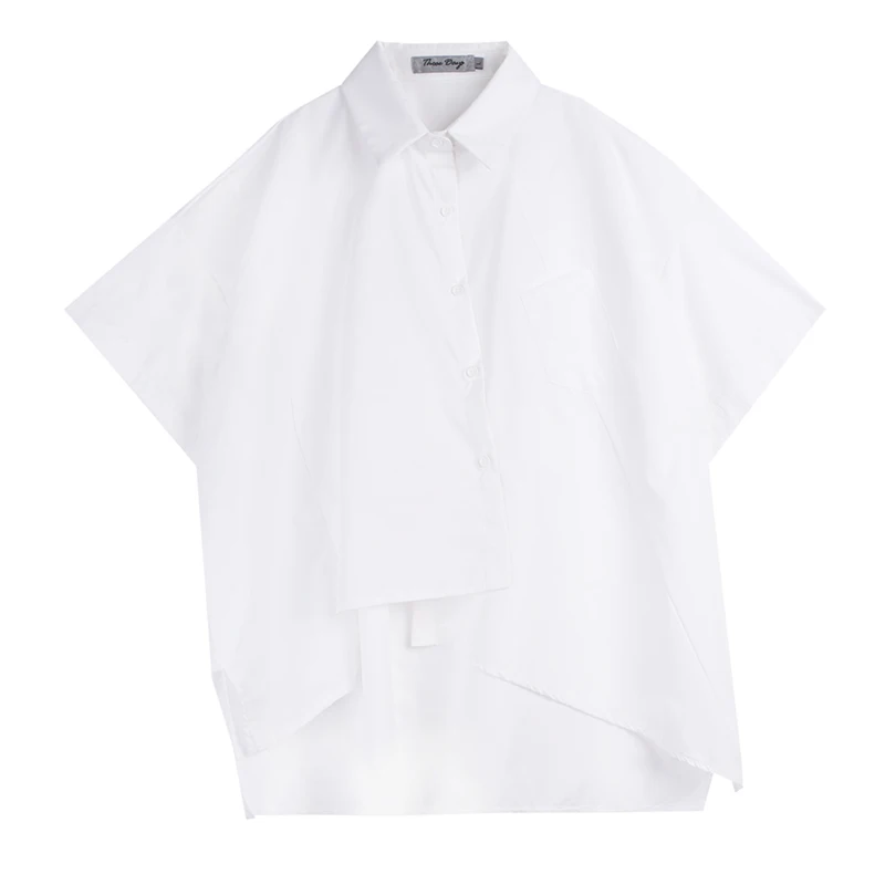 

Men Short Sleeve Oversize Irregular Loose Casual White Black Shirt Male Japan Streetwear Hip Hop Party Dress Shirts Couple Shirt