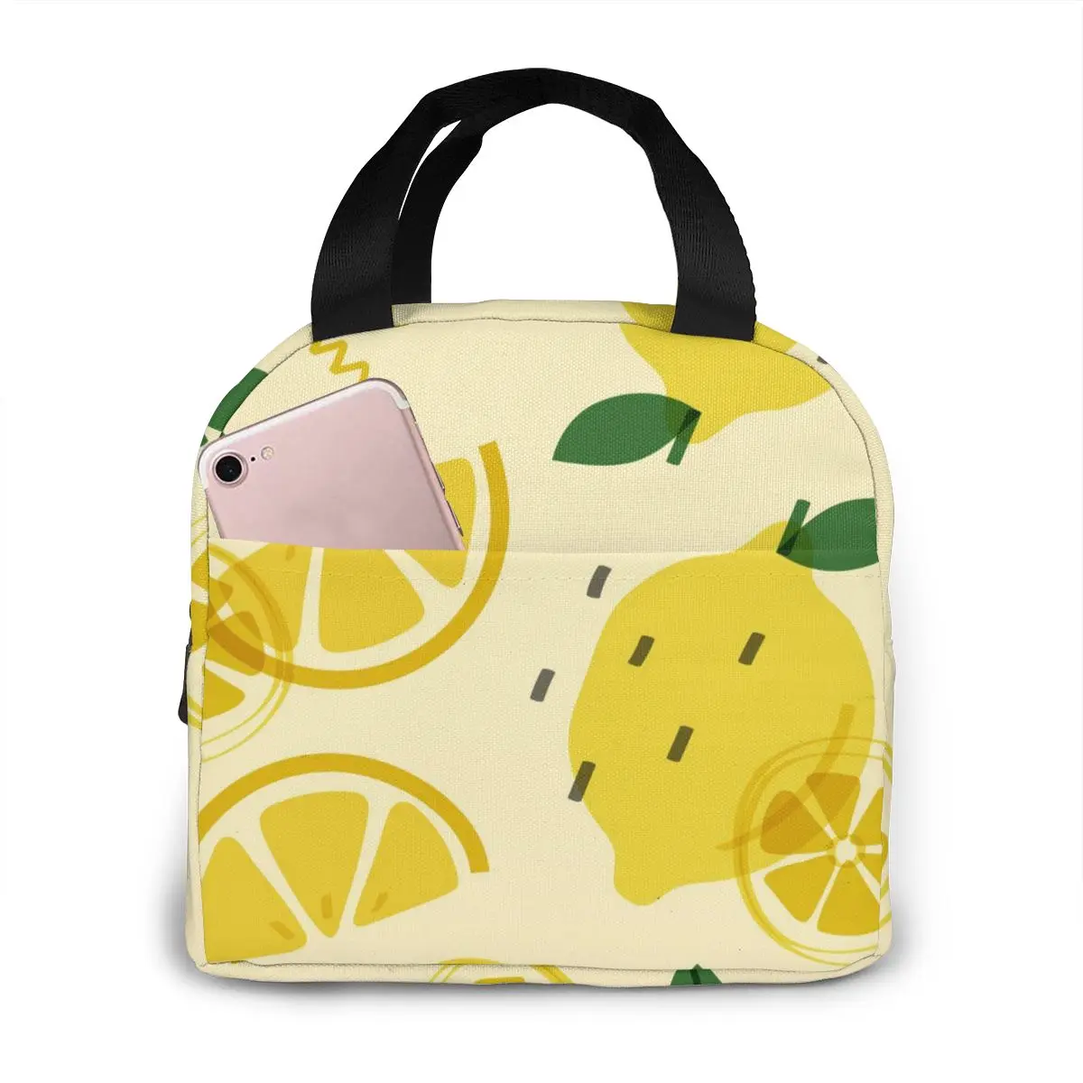 

Lunch Bag Lemon Abstract Thermal Insulated Lunch Box Tote Cooler Bag Bento Pouch Lunch Container Food Storage Bag