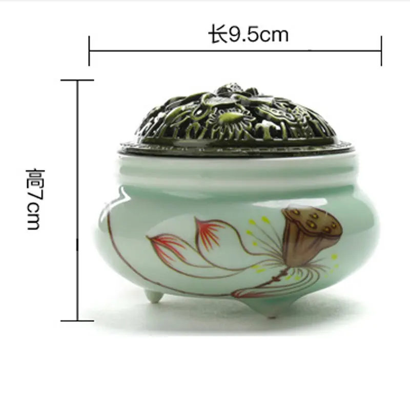 Керамический держатель для благовоний с крышкой лотоса красивая картина ручной