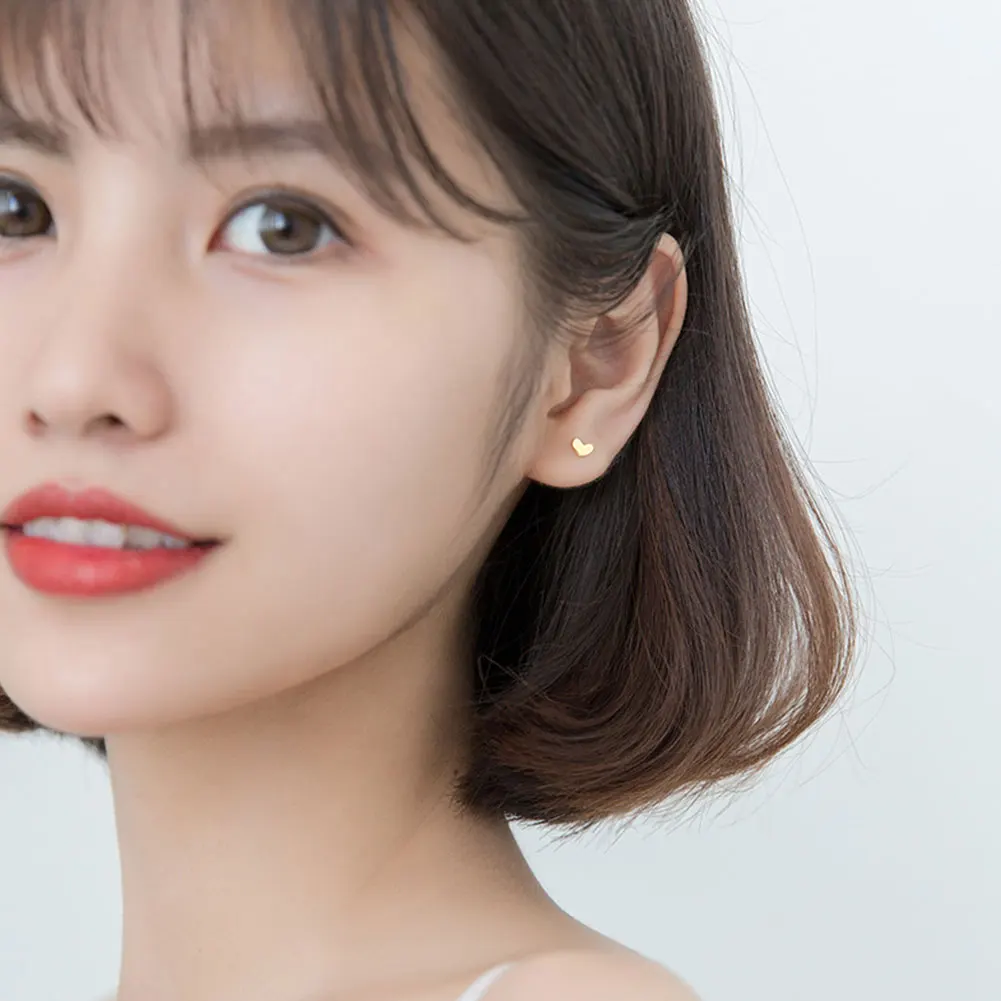 Модные минималистичные позолоченные серебряные мини-серьги-гвоздики для женщин