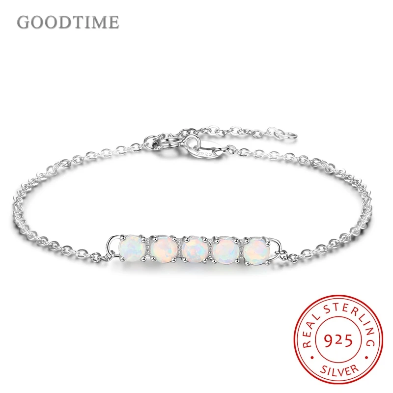 

Fashion New Women Bracelet Pure 925 Sterling Silver Ball Opal Bracelet Christmas Gift For Girl Party Jewelry Decoration