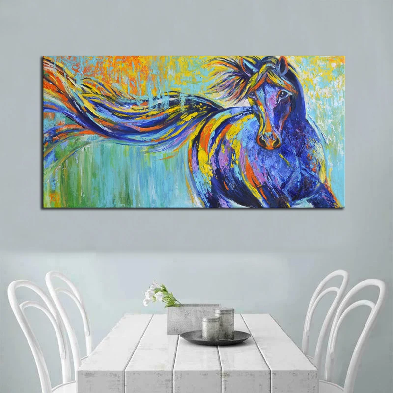 Большой с рисунком граффити Абстрактная живопись холст изображением лошадей Арт