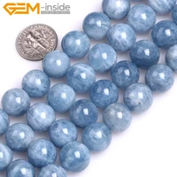 gem inside 6 12mm aa grade natural stone round blue aquamarines beads for jewelry making 15inch diy necklace