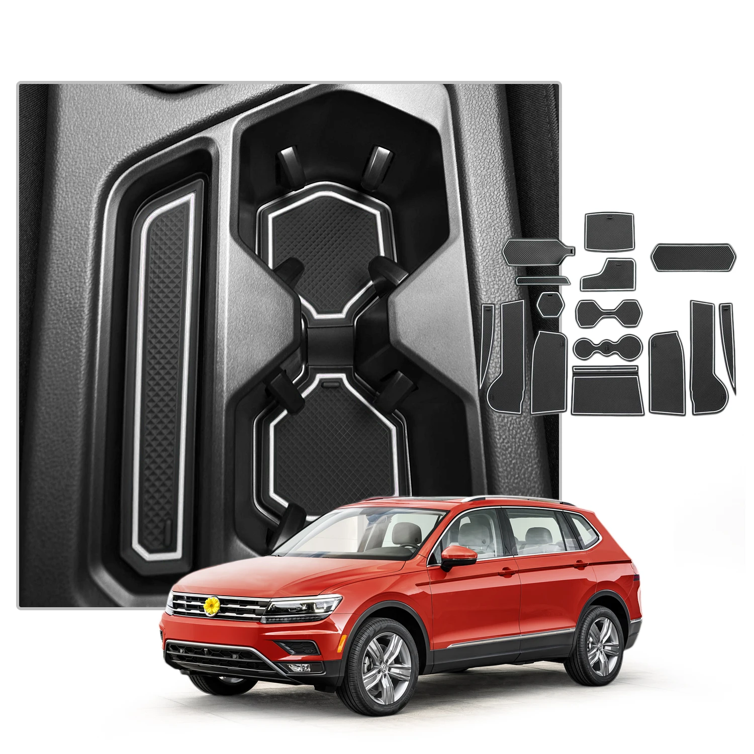 

RUIYA For Tiguan Allspace LWB 2018 2019 2020 Car Door Groove Mat Anti-slip Slot Pads Auto Interior Organizer Styling Accessories