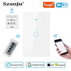 Сенсорный настенный выключатель Szaoju с Wi-Fi и РЧ, умная настенная панель из белого хрустального стекла стандарта США, 1 комплект, 1 канал, сенсорный экран, 220 В переменного тока