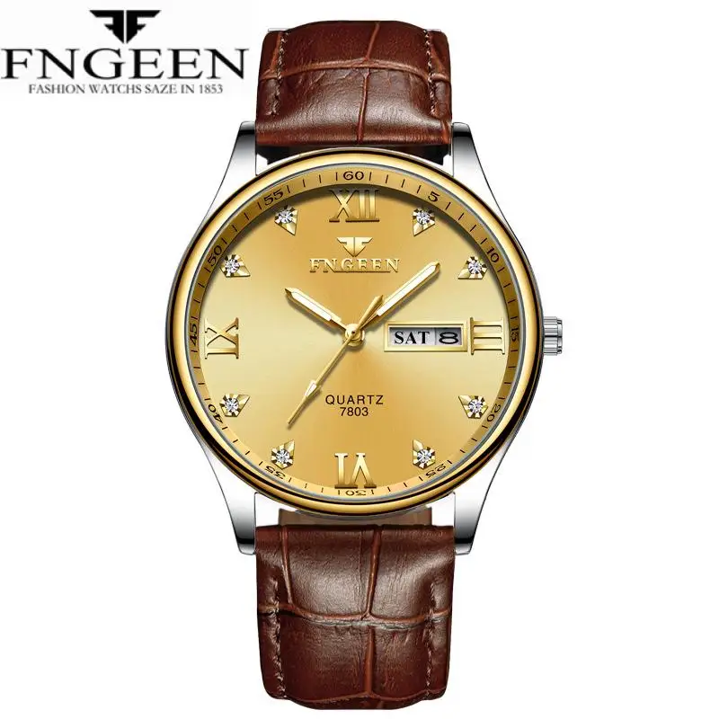 Часы мужские кварцевые в деловом стиле с отображением даты и недели|Кварцевые