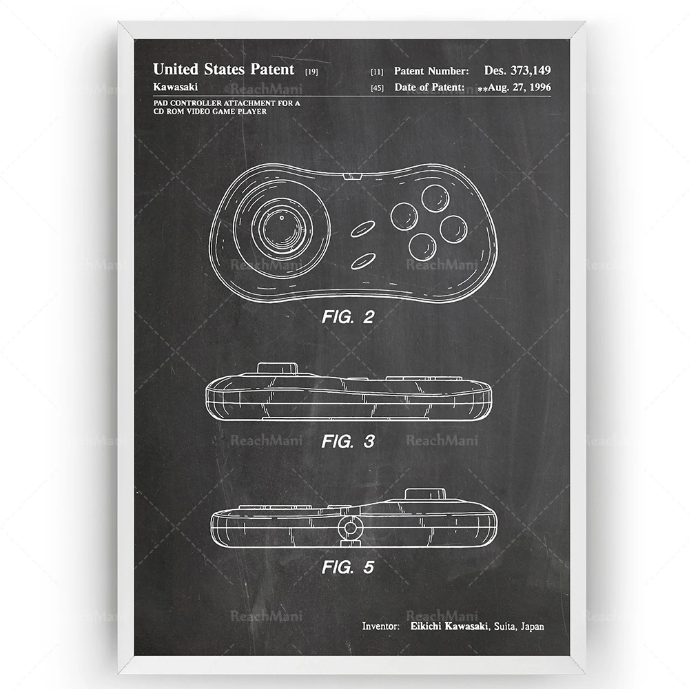 Контроллер Neo Geo CD Pad 1996 запатентованная печать декоративный план настенный