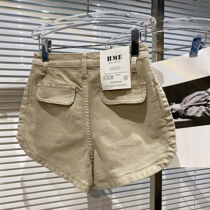 

2021 Summer Female New Style Trousers Split Double Pocket Design Diagonal Stripe Denim Shorts Ladies Fashion Casual Hot Pants