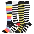 Цветные цветные Компрессионные носки для мужчин и женщин, трендовые милые длинные полосатые носки в стиле хип-хоп конфетных цветов для защиты от усталости футбола, подарки