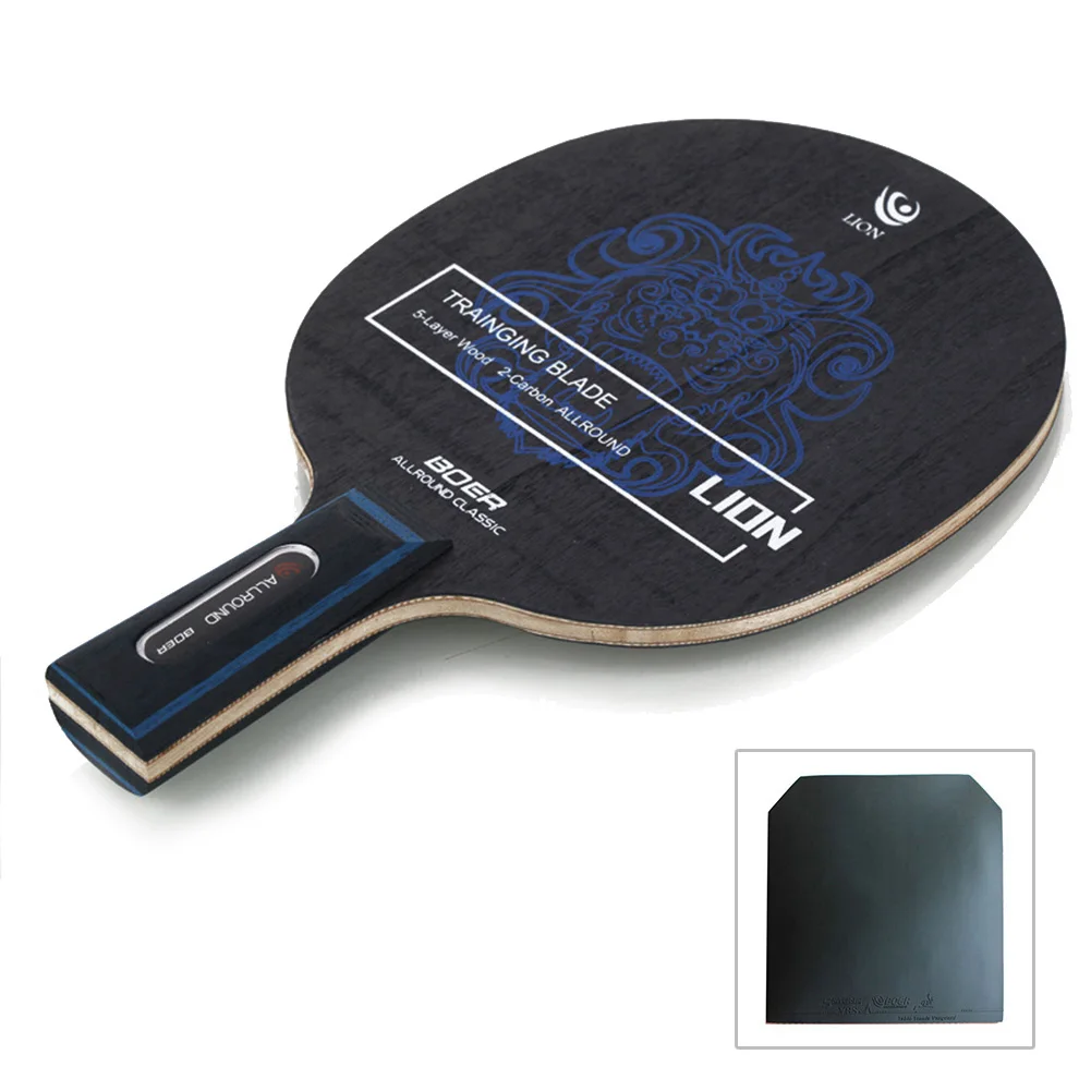 

BOER 7 Ply Table Tennis Racket Blade Ping Pong Bat Pure Wood Paddle Straight / Horizontal Handle With Rubber