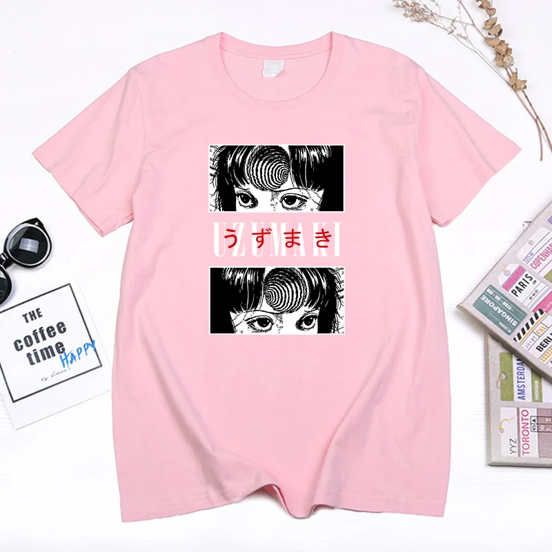 

Japan Horror Anime Junji Ito Tshirt Tomie Kawakami Spiralizer Demonizer Manga Graphic T Shirt Cotton Streetwear Unisex Camisetas