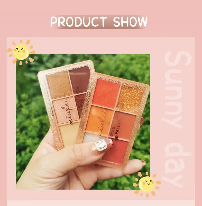 6 цветов пюре диск для теней гель с блестками матовый металлический палитра