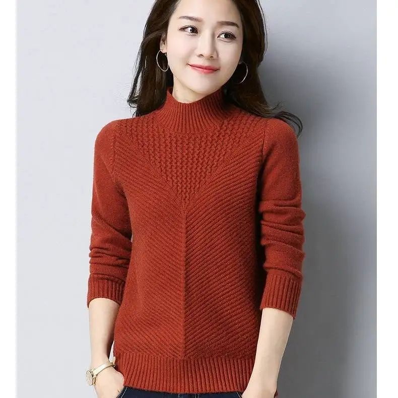 Slimming Knitted Pullover Sweater Fashion Turtleneck Warm Winter Clothes Women Plus Size Loose Cashmere | Женская одежда