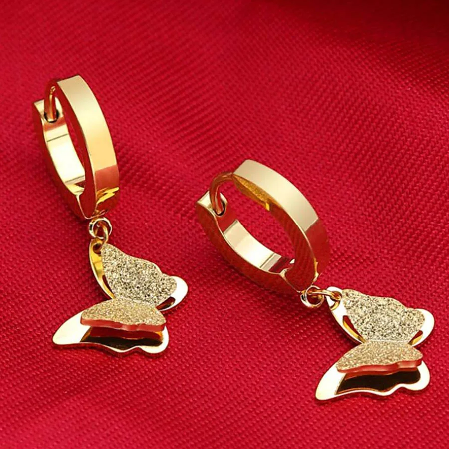 A Yiustar, серьги из нержавеющей стали, Бабочка, женские серьги, Бабочка, клипсы, серьги, модные ювелирные изделия, милые гвоздики, mujer moda - Окраска металла: A