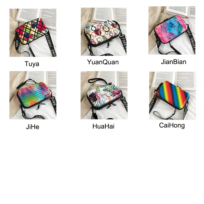

Fashion Women Shoulder Bags Small Luggage Clutch Handbags PVC Cartoon Crossbody Purses Box Shape Mini Square Luxury Designer New