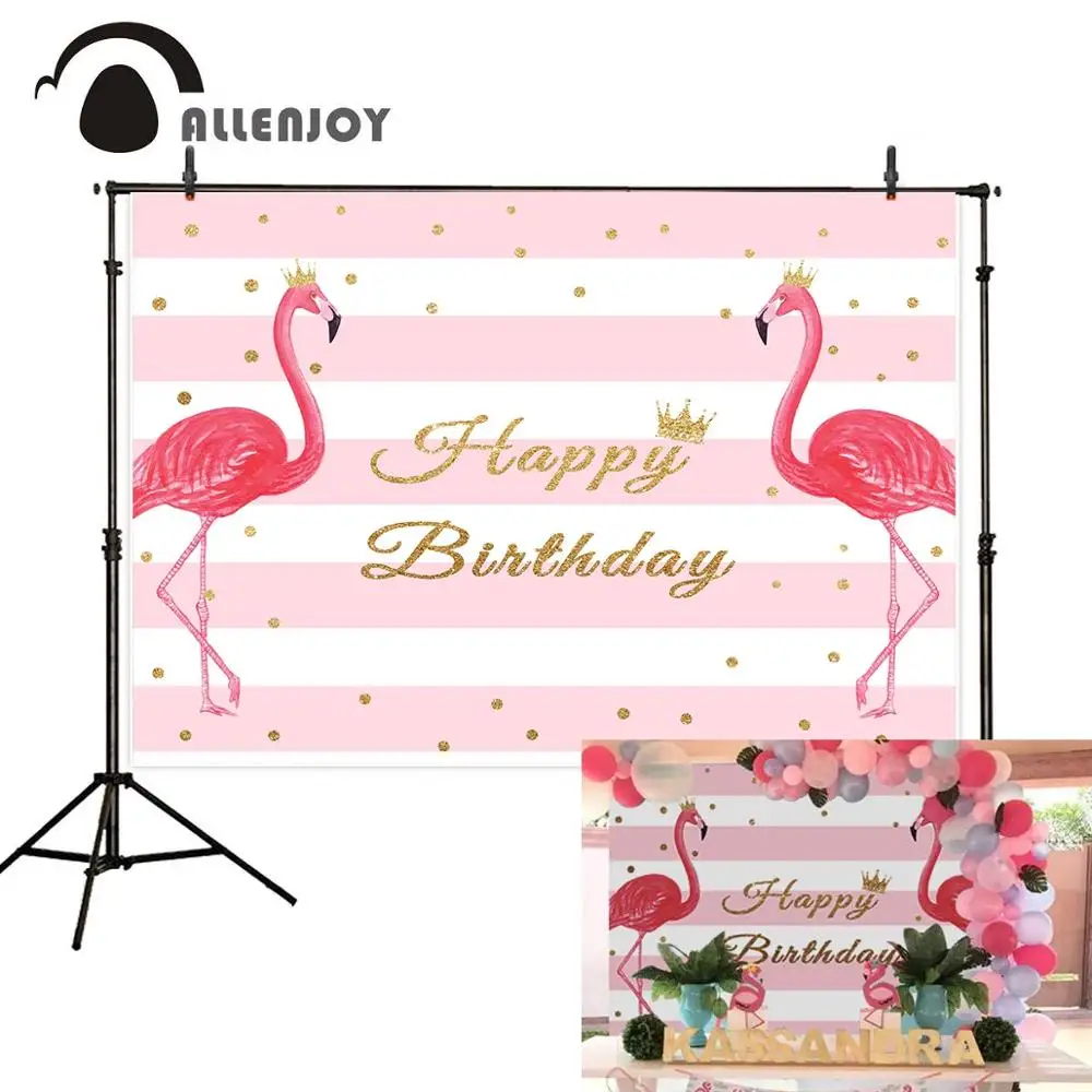 Allenjoy фон для фотосъемки розовый белый полосатый Золотой горошек Фламинго Корона