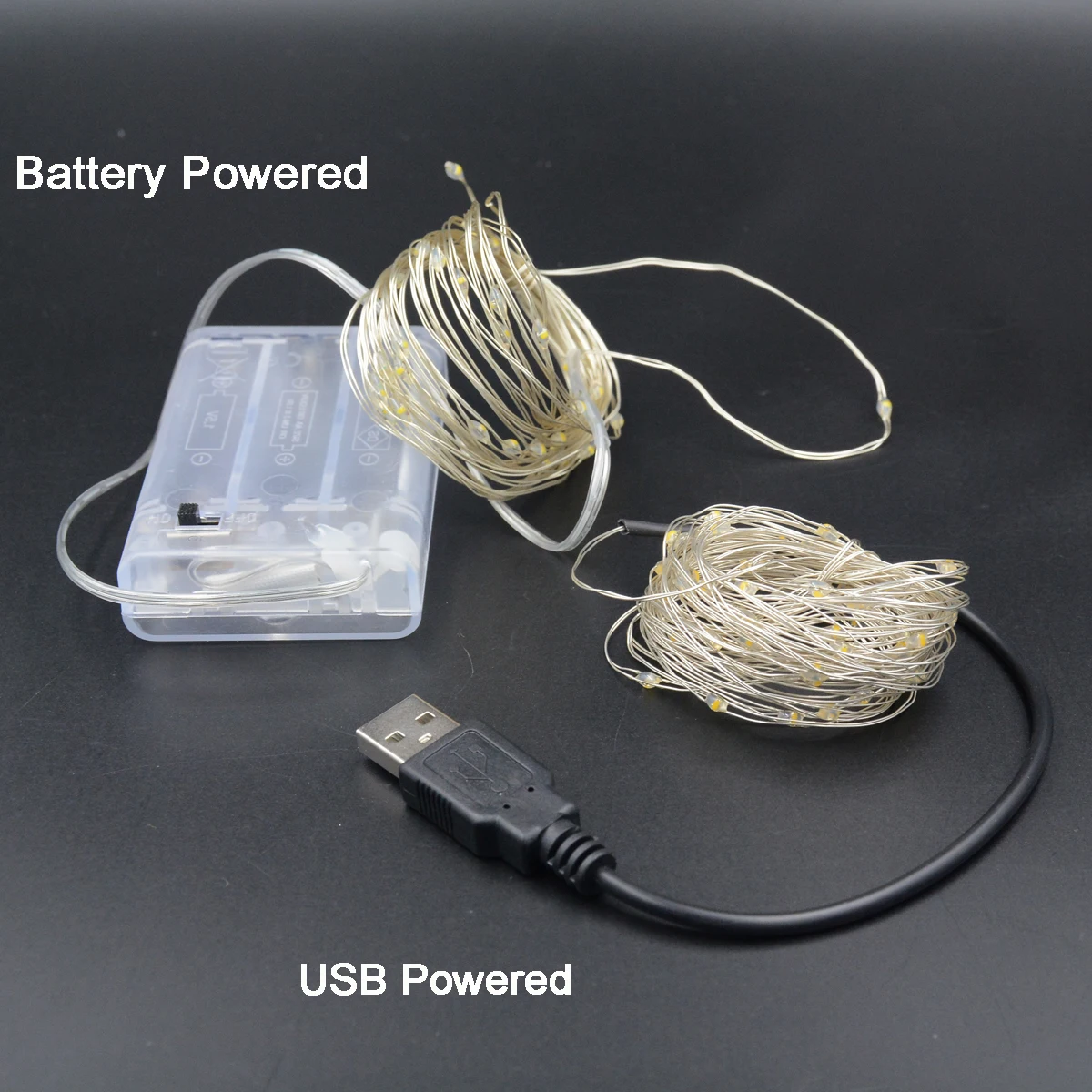2 м, 3 м, 5 м, 10 м, питание от USB/питание от аккумулятора, серебряная светодиодная гирлянда, сказочные огни, Рождественская гирлянда, вечерние, свадебные, декоративный светильник