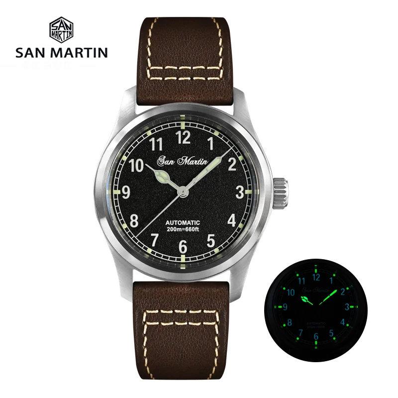 

Часы-пилот San Martin Мужские механические, с браслетом из нержавеющей стали