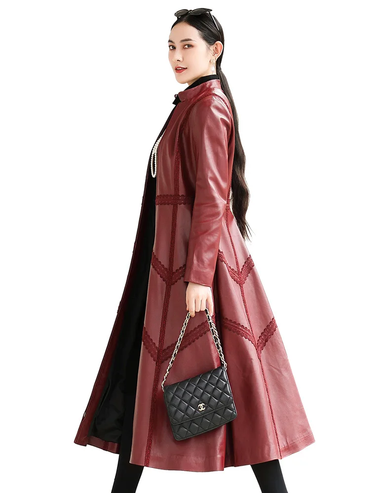 

Real Leather Jacket Winter Jacket Women Genuine Sheepskin Coat Female Long Down Jacket Streetwear Windbreaker XS18D18-13