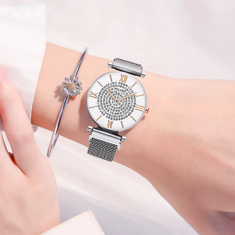 

Часы женские ультратонкие, модные простые кварцевые с сетчатым ремешком из нержавеющей стали