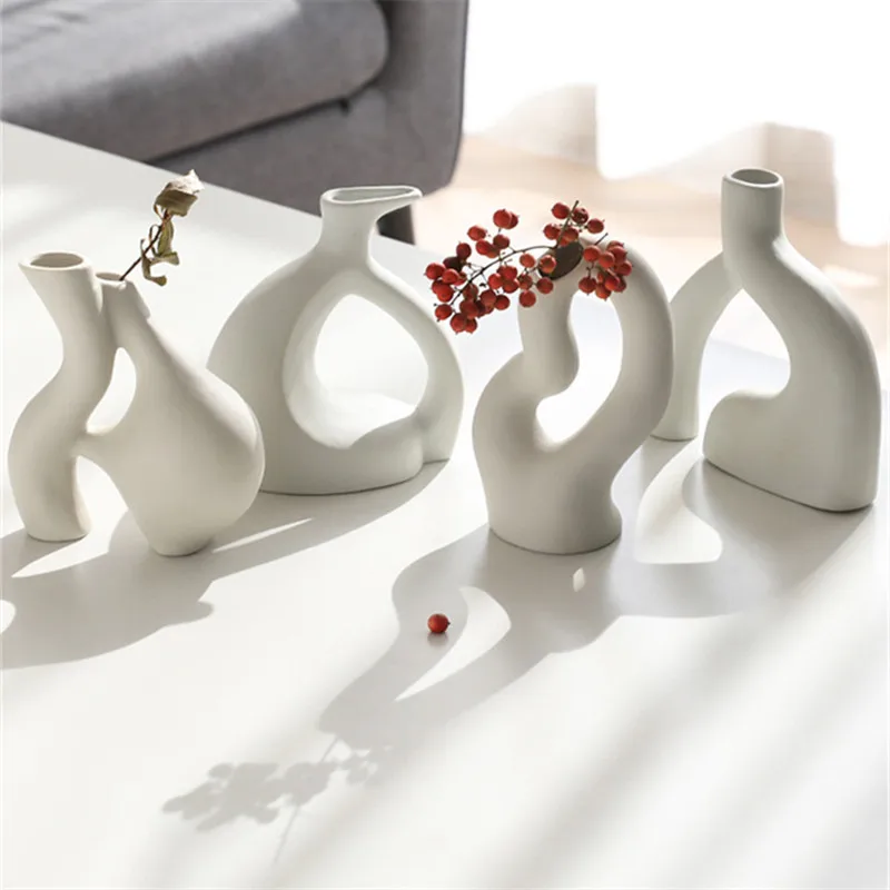 

Nordic style simple art heteromorphic ceramic vase living room dry flower inserting flower decoration porch home decoration