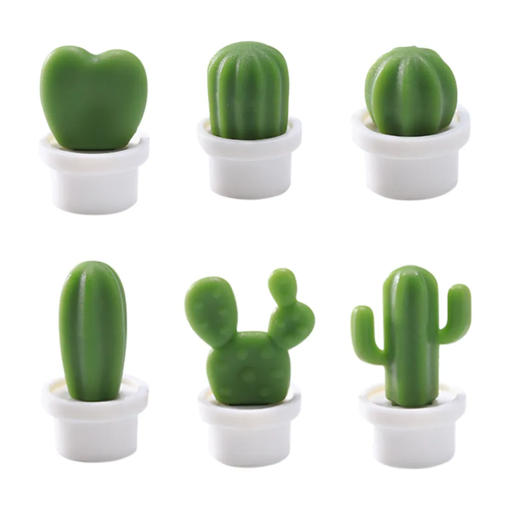6PCS Cactus Refrigerator Stickers Green Plant Magnetic Buckle Fridge Magnet Creative Children | Дом и сад
