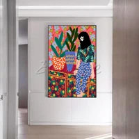 hand painted woman portrait red green oil painting on canvas home decoration wall paper wall art picture for living room
